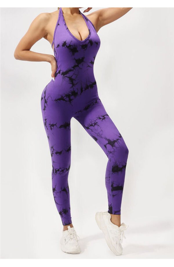 Seamless Deep V-Neck Tie-Dye Jumpsuit SZJ002 - Imagen 5