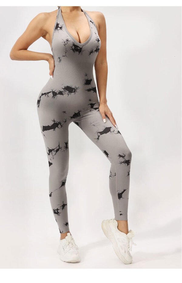 Seamless Deep V-Neck Tie-Dye Jumpsuit SZJ002 - Imagen 6