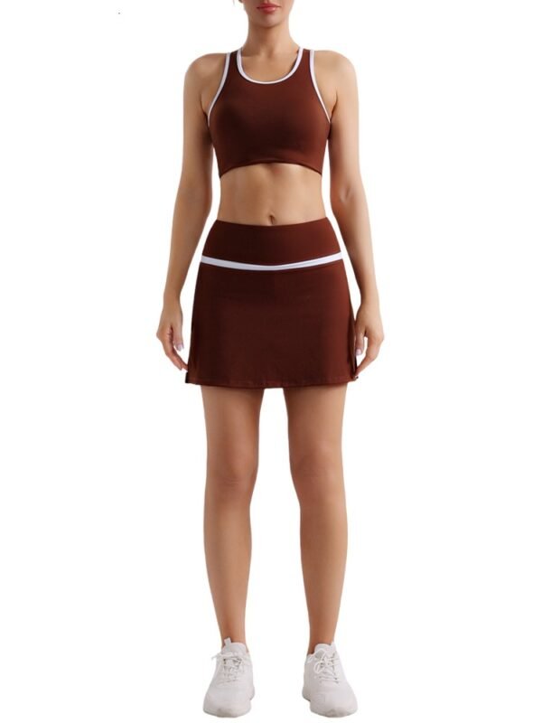 Seamless Contrast Color Baseball Skirt Yoga Sports Set XYH001 - Imagen 4