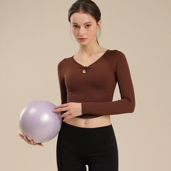 ⁦Women's Long-Sleeve Crop Top FYC001⁩ - الصورة ⁦5⁩