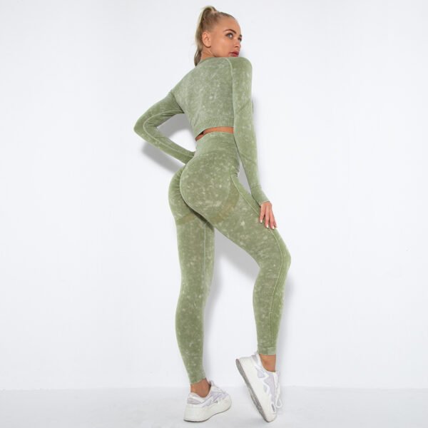 Seamless Long-Sleeve Washed Yoga Sports Set MMT006 – Bild 3