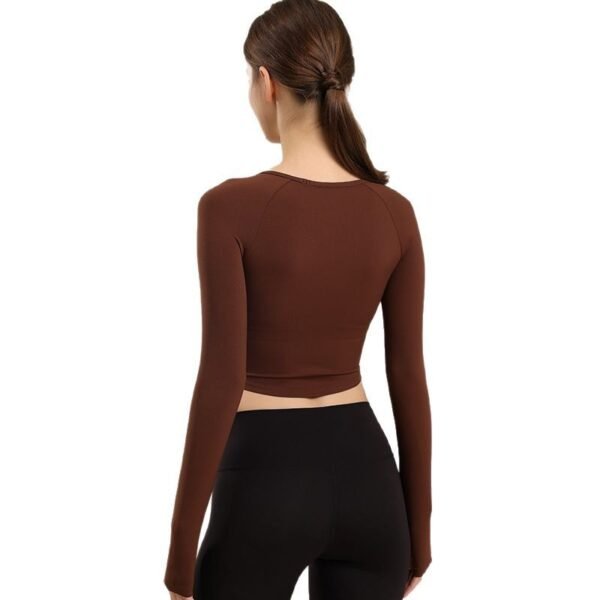 ⁦Women's Long-Sleeve Crop Top FYC001⁩ - الصورة ⁦2⁩