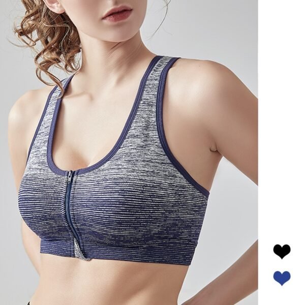 Seamless Sports Zipper Bra with Striped Design FYW002 – Image 4