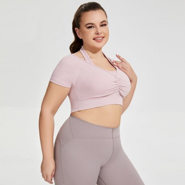 Seamless Plus-Size Halter Yoga Crop Top QHP001 – Bild 2