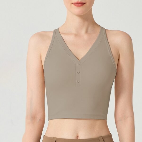 Women's V-Neck Button Sports Bras & Crop Tops FYB004 - Imagen 2