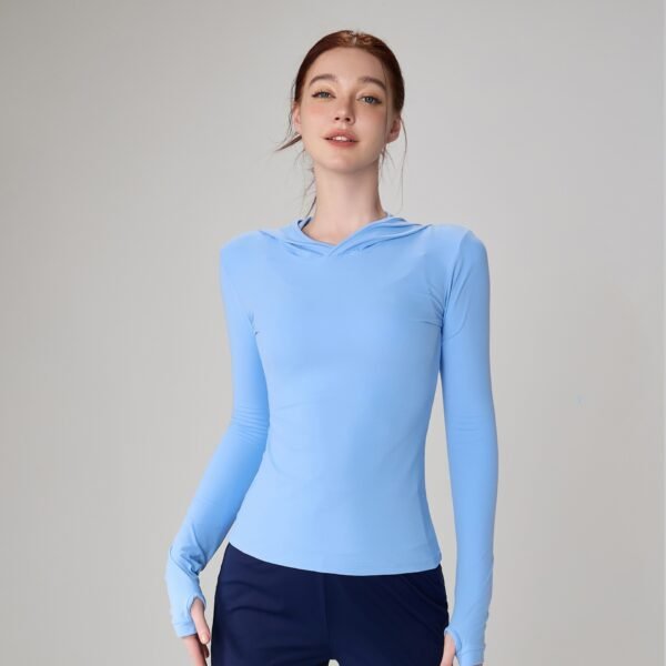 Women's Hooded Long-Sleeve Activewear Top TJX001 - Imagen 3