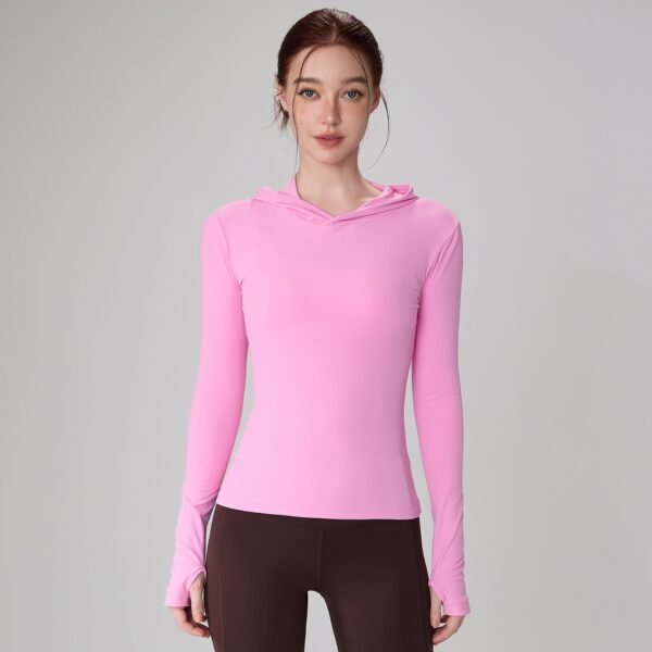 Women's Hooded Long-Sleeve Activewear Top TJX001 - Imagen 4