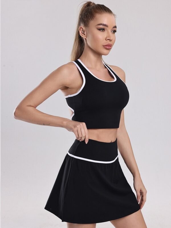 Seamless Contrast Color Baseball Skirt Yoga Sports Set XYH001