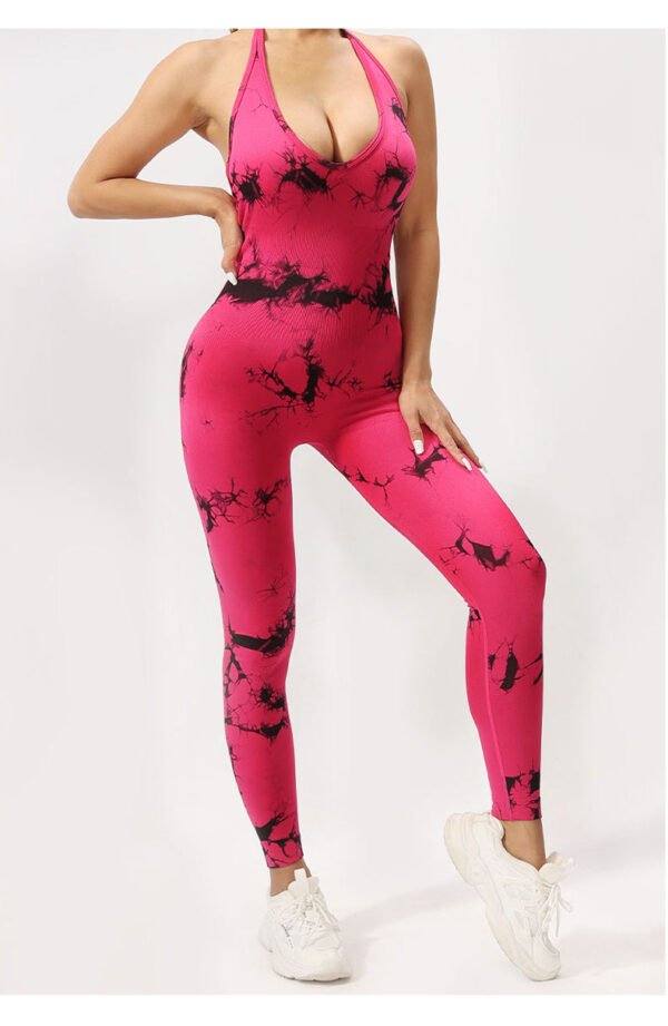 Seamless Deep V-Neck Tie-Dye Jumpsuit SZJ002 - Imagen 2