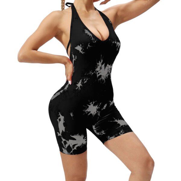 Seamless Deep V-Neck Tie-Dye Jumpsuit SZJ003 - Imagen 4