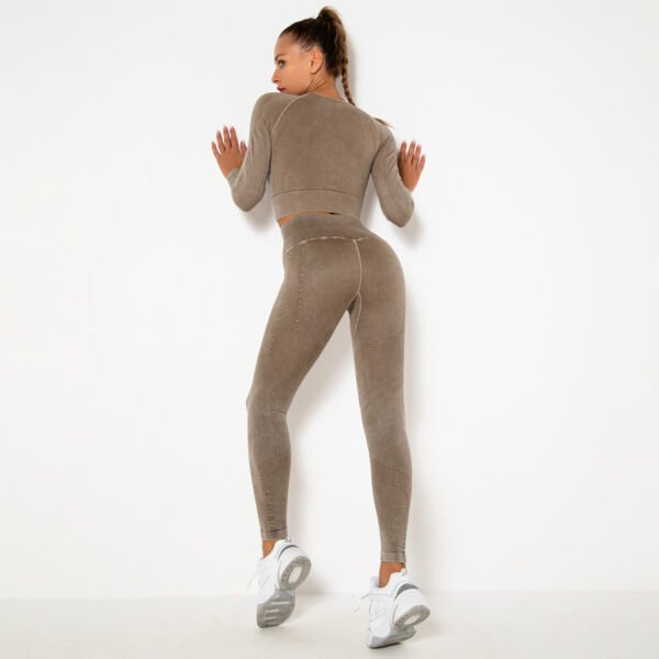 Seamless Long-Sleeve Washed Yoga Sports Set MMT006 – Bild 4