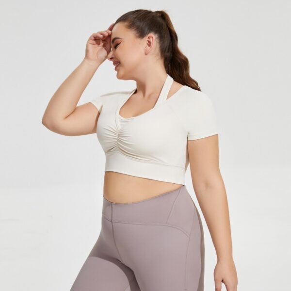 Seamless Plus-Size Halter Yoga Crop Top QHP001 – Bild 3