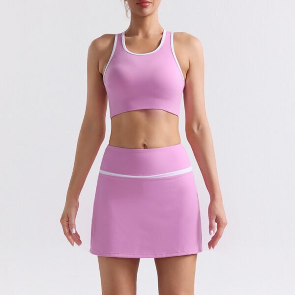 Seamless Contrast Color Baseball Skirt Yoga Sports Set XYH001 - Imagen 3