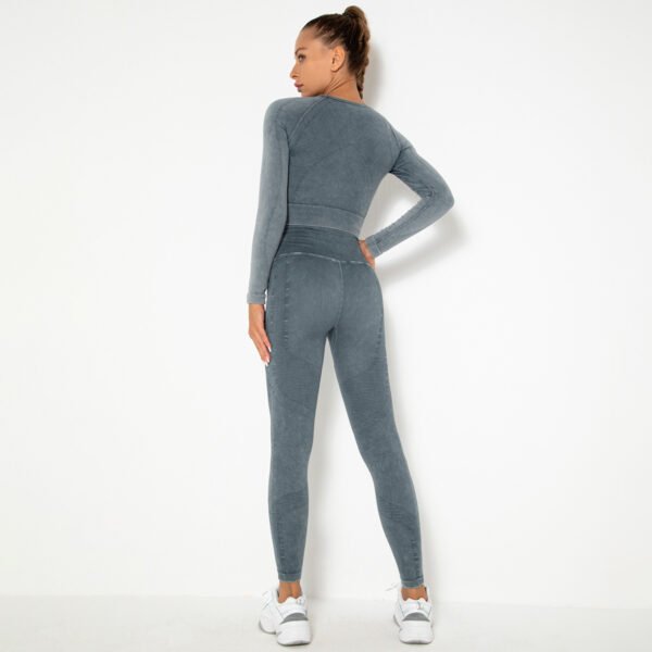 Seamless Long-Sleeve Washed Yoga Sports Set MMT007 – Bild 2